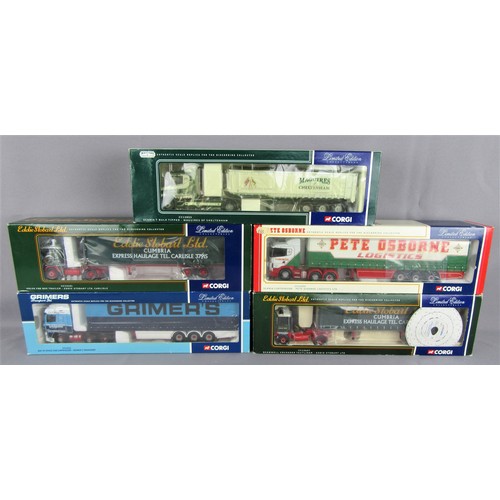 209 - CORGI 1:50TH MODERN TRUCKS to include CC13101 Volvo F88 Box Trailer ‘Eddie Stobart’, CC12607 Scammel... 