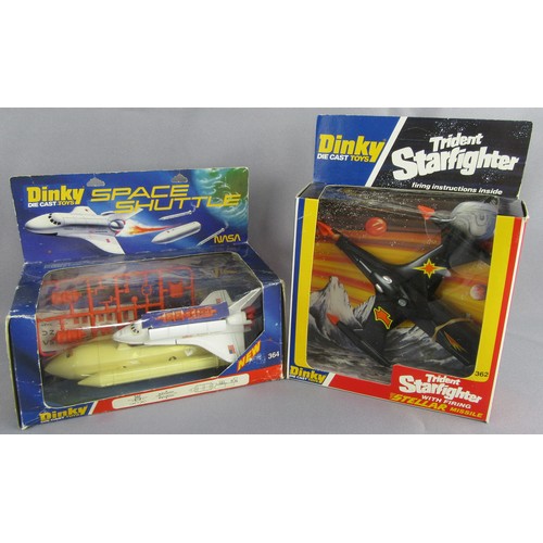 234 - DINKY TOYS 362 Trident Star Fighter (small tear in box window), and 364 ‘NASA’ Space Shuttle, with d... 