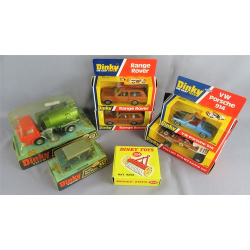 238 - DINKY TOYS 2x 192 Range Rover in bronze (grey & white interiors), 226 Ferrari 312 B2 Racing Car, 208... 