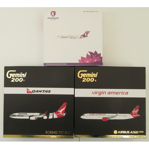 5 - GEMINI ‘200’ AIRCRAFT 1:200TH scale Airbus A321neo “Virgin America”, Boeing 737-800 “Qantas” and Boe... 