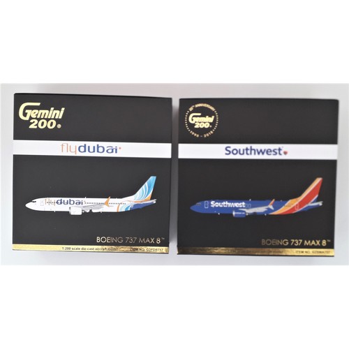22 - GEMINI ‘200’ AIRCRAFT.1:200TH scale. Boeing 737 Max 8 “Fly Dubai” and Boeing 737 Max 8 “Southwest”. ... 