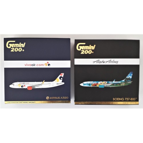 23 - GEMINI ‘200’ AIRCRAFT 1:200th scale. Airbus A320 “Viva Air” and Boeing 737-800 “Alaska Airlines2. Mi... 