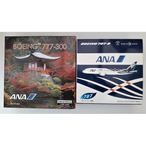 25 - JC WINGS Limited Edition 1:200th scale. Boeing 787-7 Dreamliner “ANA” and Boeing 777-300 “ANA”. Mint... 