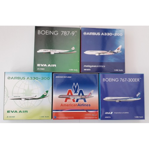 40 - JC Wings 1:400th scale Aircraft to include Airbus A330-300 “Eva Air”, Boeing 767-300 ER “ANA”, Boein... 