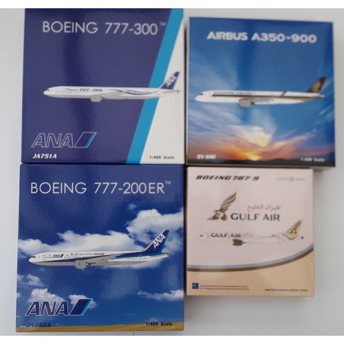 42 - JC WINGS 1:400th scale Aircraft to include Boeing 777-300 “ANA”, Boeing 777-200er “ANA”, Airbus A350... 