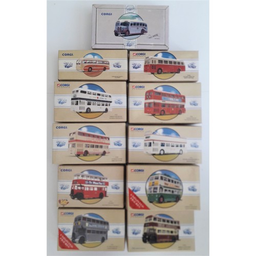 74 - CORGI CLASSIC BUSES to include 97316 ‘Ipswich Corporation’ Karrier W Trolleybus and ‘Southampton’ Gu... 