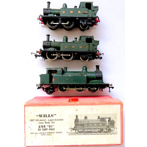 119 - WILLS / KIT-BUILT 00 gauge Locos comprising: Wills GWR 0-6-0 U1 Tank Loco Ex Taff-Vale on Hornby Dub... 