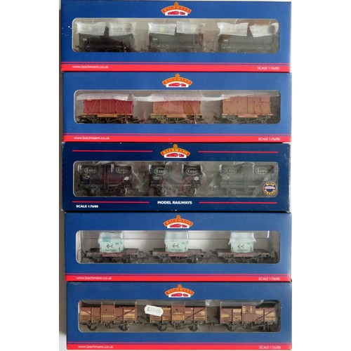 202 - BACHMANN 00 GAUGE Goods Wagons comprising: 5 x 3 Goods Wagon Sets (37-672 14T Tank Wagons British Ta... 