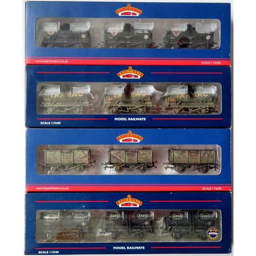 203 - BACHMANN 00 gauge Goods Wagons comprising: 4 x 3 Goods Wagon Sets (37-671 14T Tank Wagons Fina weath... 