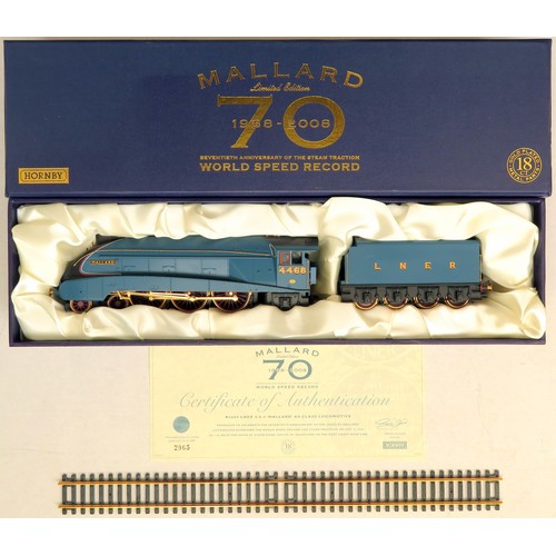 206 - HORNBY (China) 00 gauge R2684 Class A4 4-6-2 “Mallard” Loco and Tender No. 4468 LNER blue with gold-... 