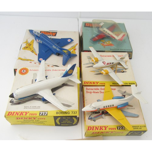 269 - DINKY AIRCRAFT to include No.710 Beechcraft s35 Bonanza (missing engine canopy), No.715 Beechcraft c... 