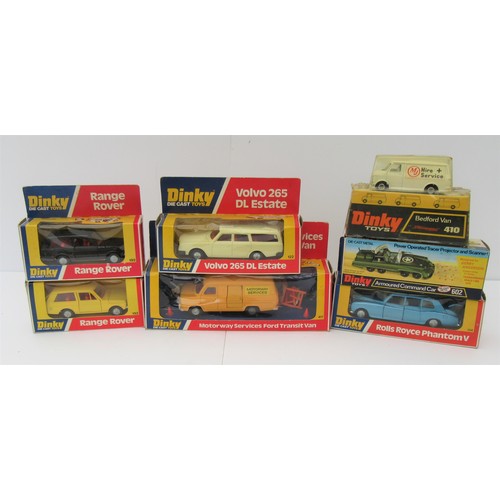 320 - DINKY TOY to include 602 Armoured Command Car, 2x  192 Range Rover (Yellow & Black), 124 Rolls Royce... 