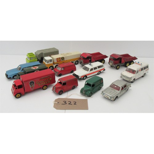 322 - DINKY SUPERTOYS to include GUY GOLDEN SHREAD VAN and LEYLAND OCTOPUS/BP Tanker, Playworn condition. ... 