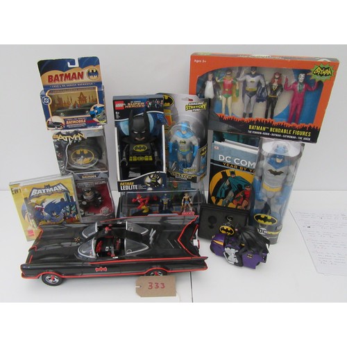 333 - Various BATMAN Memorabilia to include Figures, books, DVD`s and clocks plus a 1:18 scale BATMOBILE. ... 