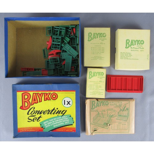 244 - BAYKO CONVERTING SETS to include 0x, 1x, 2x (contains 3 roof pieces, and inner packing piece only) a... 