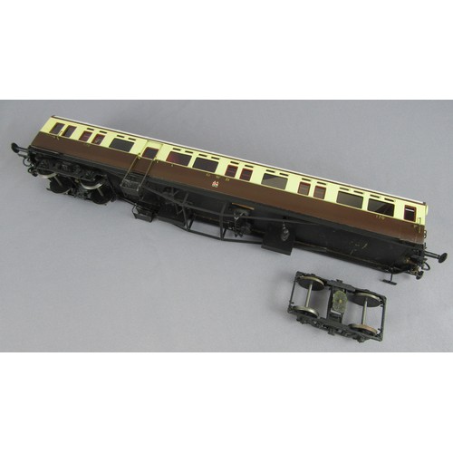 60 - ‘0’ Gauge GWR Brown/Cream Autocoach D27 NO.170. Near Mint, Boxed (1 Bogie requires attaching).