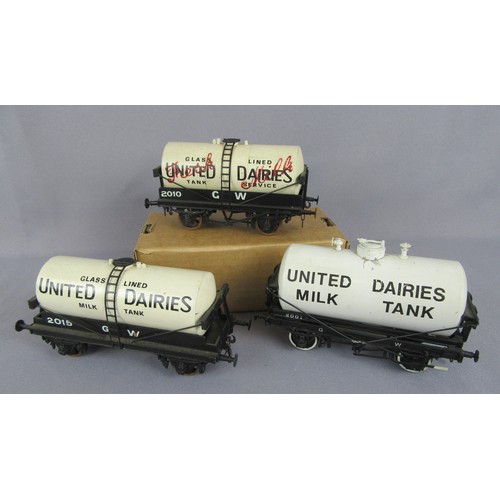 70 - ‘0’ Gauge United Dairies 6 wheel Milk Tank Wagons (all 3 different). Good to Excellent.