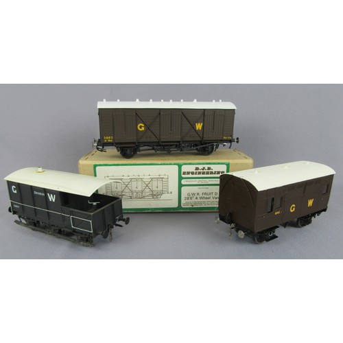 72 - ‘0’ Gauge DJB 28’6” GWR Fruit Van by P.Jackson, Near Mint/Boxed, GWR Horse Box by Western Wagon Work... 