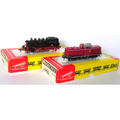 105 - FLEISCHMANN HO gauge Locos comprising: 4064 Class 064 2-6-2 Tank Loco No. 064 389-0 DB black, plus 4... 