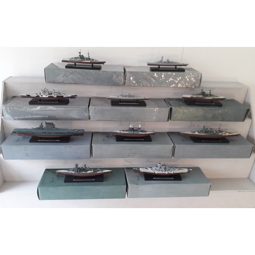 321 - ATLAS EDITIONS WARSHIPS to include HMS Ramillies x2, Luitzow x2, Bismark, HMS Anson, IJN Kirishima, ... 