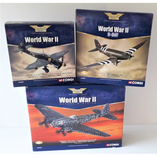 323 - CORGI AVIATION Aircraft to include aa33703 Heinkel HE 111p-2-kampfgeschwaper 55, aa30003 Douglas C-4... 