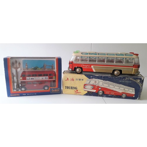 337 - ME -086 SHANGHAI RED CHINA Touring Bus, 1960s friction driven. Mint in Good Plus Box, plus TOMICA Da... 