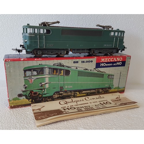 71 - HORNBY-ACHO 6380 bb16.009 Electric Loco SNCF Green livery, grey bogies frames. Excellent to Near Min... 