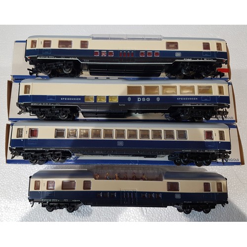 85 - HORNBY-ACHO Rheingold Coachs. 7445 Central Corridor x2, 7450 1st Class Corridor, 7447 Restaurant Car... 