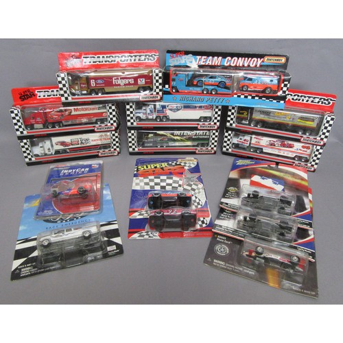 97 - MATCHBOX/JOHNNY LIGHTNING NASCAR & INDYCAR related models to include 7x Nascar Transporters, Richard... 