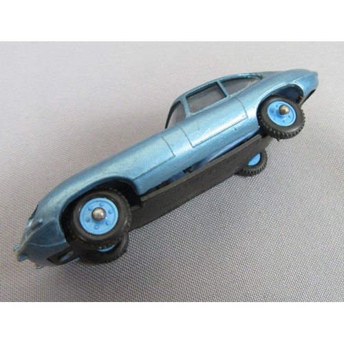 46 - BENBROS (ZERBA TOYS) Jaguar E-type in blue with light blue plastic hubs. Good Plus (base is warped) ... 