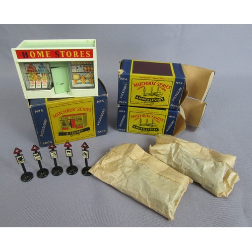 49 - MATCHBOX SERIES Accessory Packs to include 2x No.4 Road Signs (8 signs in original paper bag), No.5 ... 