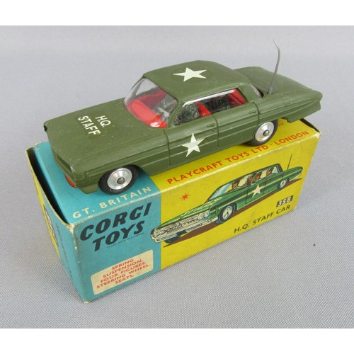 324 - CORGI TOYS 358 Oldsmobile Staff Car. Near mint – suspension has collapsed on one side, in a Good Plu... 