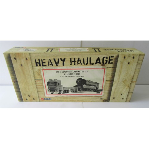 1 - CORGI HEAVY HAULAGE CC13203 Daf XF Super Space cab, King trailer and Locomotive Load “Allely’s Heavy... 