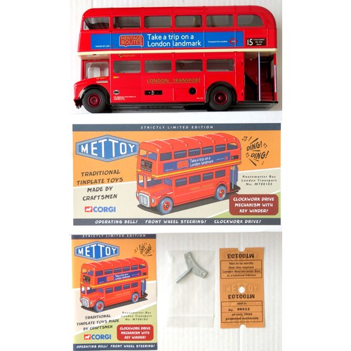 142 - CORGI (METTOY) MT00103 London Transport Routemaster Tinplate Bus with clockwork drive, operating bel... 