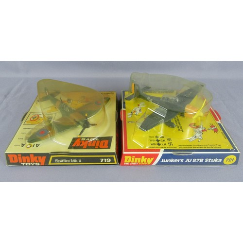 258 - DINKY TOYS 719 Spitfire Mk.II and 721 Junkers JU 87B Stuka. Both Appear Mint in Near Mint Bubble Pac... 