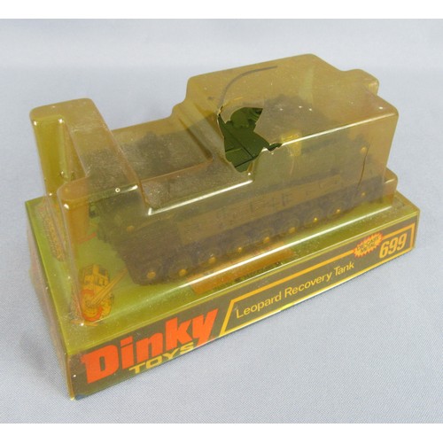 261 - DINKY TOYS 682 Stalwart Load Carrier, 691 Striker Anti-Tank Vehicle (damaged bubble pack), 699 Leopa... 