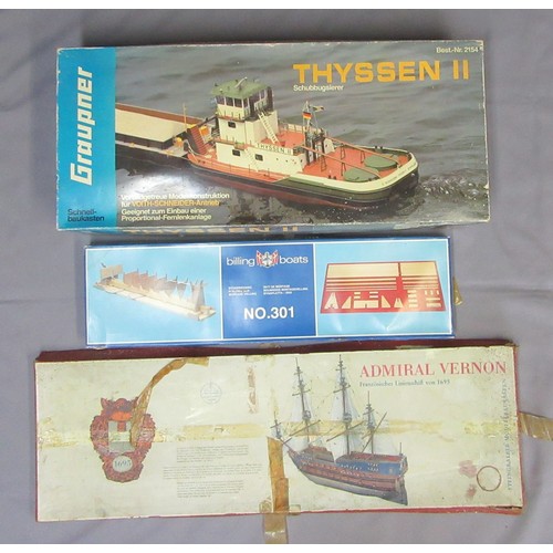 304 - GRAUPNER THYSSEN II Radio Controlled Boat Kit, plus Billing Boats No.301 Building Slip and Steingrae... 