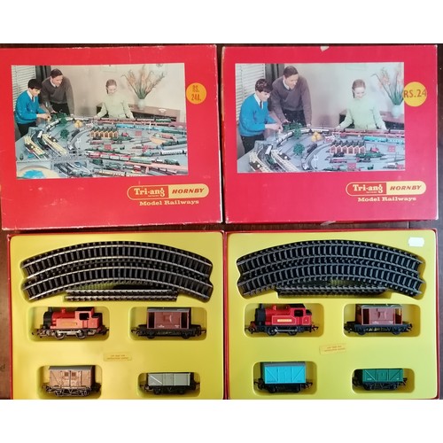 327 - TRIANG 00 Gauge Pick Up Goods Set No RS24 & RS24A comprising two sets: loco Polly 0-4-0 and assorted... 