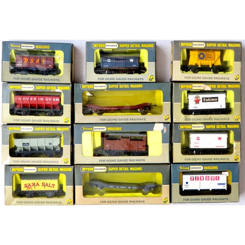 349 - WRENN Goods Wagons comprising: 12 x assorted to include Gunpowder Van, Steel Wagon, Hopper, Cement, ... 