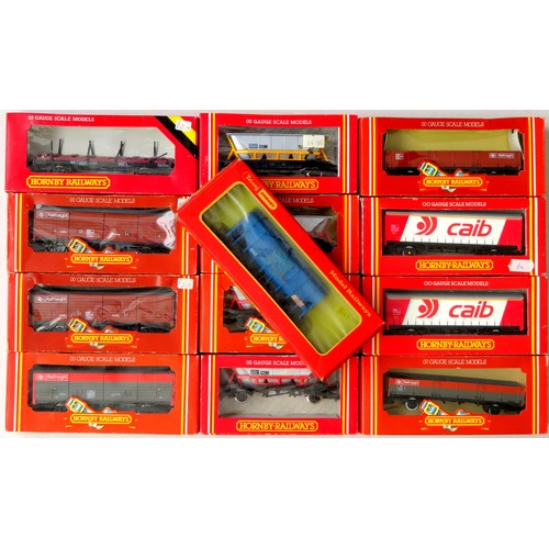 351 - HORNBY 00 Gauge Goods Wagons comprising: 13 x assorted to include Hoppers, Bulk Grain, Curtainside V... 