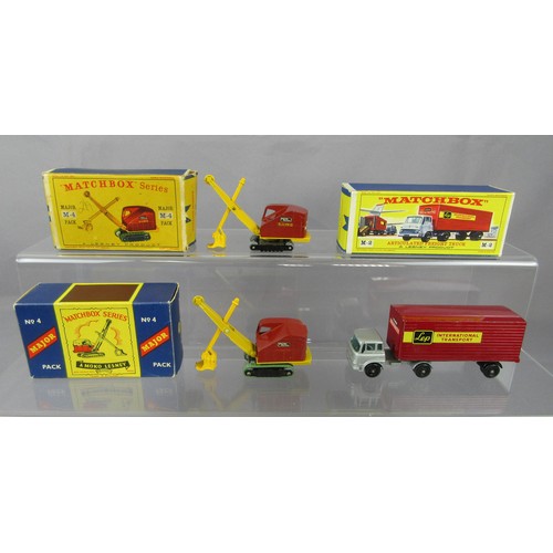 24 - MATCHBOX MAJOR PACKS to include 2x M4 Ruston Bucyrus and M2 Articulated Freight Truck. Good Plus to ... 