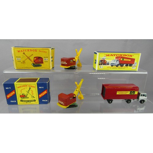 24 - MATCHBOX MAJOR PACKS to include 2x M4 Ruston Bucyrus and M2 Articulated Freight Truck. Good Plus to ... 
