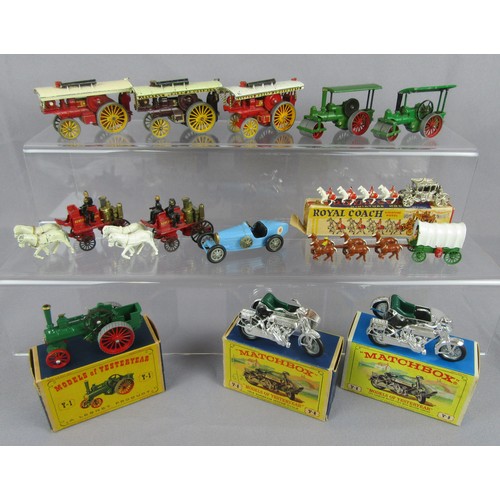 26 - MATCHBOX MODELS OF YESTERYEAR to include 2x Y11 Road Roller, 3x Y9 Showman’s Engine, 3x Y4 Horse Dra... 