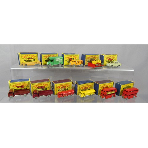 32 - MATCHBOX 1-75 REGULAR WHEELS to include 2x 20a ERF Stake Truck, 16a Atlantic Trailer, 28a Bedford Co... 