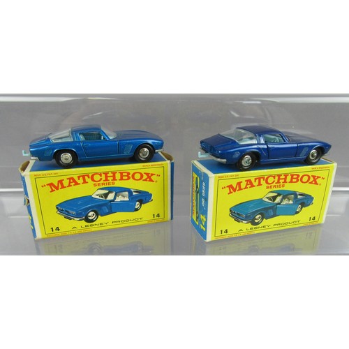 59 - MATCHBOX 1-75 REGULAR WHEELS 14d ISO Grifo in medium and dark blue. Excellent Plus to Near Mint in E... 