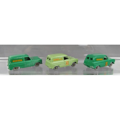 70 - MATCHBOX 1-75 REGULAR WHEELS 59a Ford Thames ‘Singer’ Van x3. Good Plus to Excellent Plus, unboxed. ... 