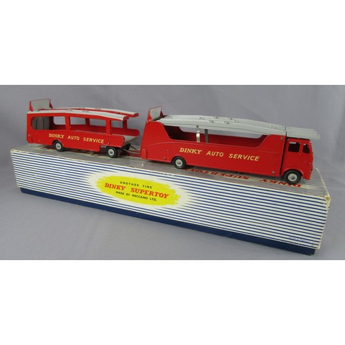 91 - DINKY SUPERTOYS 983 Car Carrier with Trailer ‘Dinky Auto Service’ in red and grey. Good Plus to Exce... 