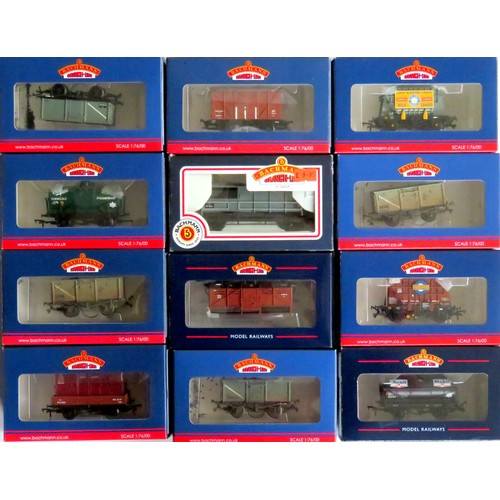 121 - BACHMANN 00 gauge 12 x assorted Goods Wagons to include Cement, Cattle, Steel Mineral, Brake Van plu... 