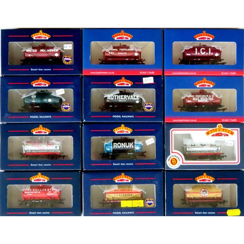 136 - BACHMANN 00 gauge 12 x assorted 14 Ton Tank Wagons. Near Mint in Near Mint Boxes (12)