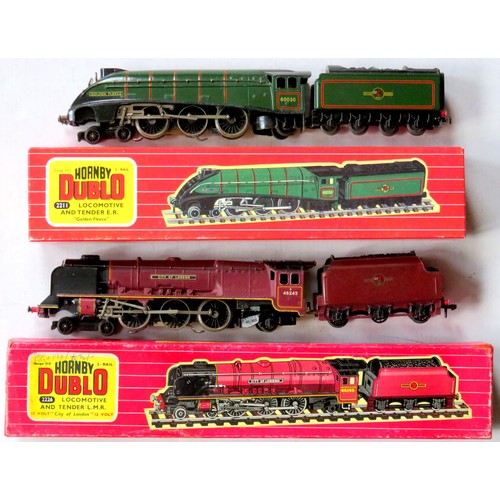 173 - HORNBY DUBLO 3-rail Locos comprising: 2211 4-6-2 “Golden Fleece” Loco and Tender No. 60030 BR green ... 